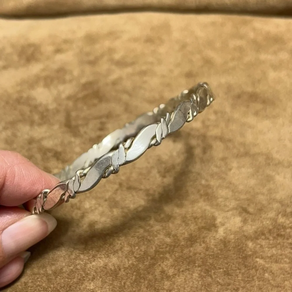 Vintage Sterling Silver Southwestern Bangle Bracelet Braided Twist 925